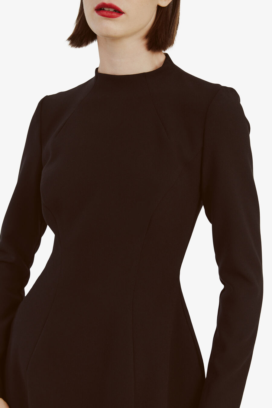 DELPHI LONG SLEEVE MINI DRESS in colour BLACK